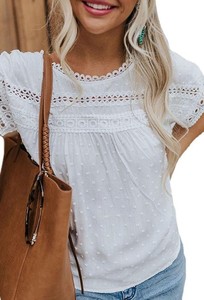Blouses d'été à manches longues pour femmes, T-shirts en dentelle, style vintage coréen avec nœud, taille naturelle, coupe décontractée et habillée - Product Image 5