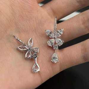 Flowing Elongated Three Prong Pear Cut Solitaire Lab Grown Diamond Studs 14K Gold Luxury <b>Fine</b> Jewelry Wholesale Supplier <b>Earring</b> - Product Image 5