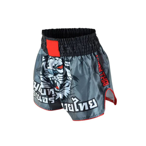 Pantalones Cortos de Muay Thai Sublimados con Diseño Personalizado OEM, Hechos con Tela Elástica, Ligera, de Secado Rápido y Transpirable de Spandex/Poliéster - Product Image 5