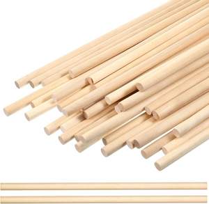 Varillas de madera para manualidades - Varillas redondas de madera dura sin acabar para manualidades, varillas para pasteles, proyectos de bricolaje - Product Image 2