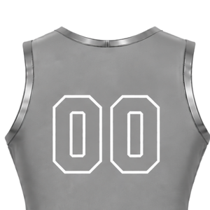 Maillot de cheerleading gris sans manches, coupe courte, respirant, uniforme sportif, tenue d'entraînement personnalisée pour équipe, vêtements de performance athlétique - Product Image 5