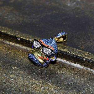 Colgante de Plata de Ley 925 con Moissanita, Nuevo Estilo Hip Hop, Corte Brillante Redondo, Claridad VVS - Product Image 4