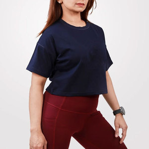 T-shirt court ample à col rond pour femme, coupe carrée, tendance, idéal pour la gym et les activités de plein air, grande taille, unisexe, confortable, tee-shirt athlétique - Product Image 3
