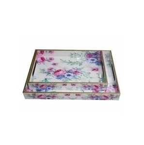Plateau de service rectangulaire en bois imprimé, idéal pour le petit-déjeuner et le thé à la maison – Meilleure vente d'articles de cuisine - Product Image 5