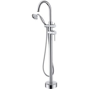 Rubinetto Cromato per Vasca da Bagno Freestanding con Doccetta, Montaggio a Pavimento - Rubinetti Premium per Bagno e Doccia - Product Image 1