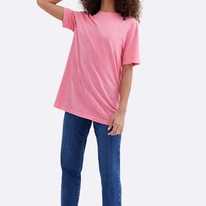 <b>Pink</b> Women's V-neck Short Sleeve Slim Fit Solid Color Cotton Eco-Friendly <b>High</b> Street Casual <b>Top</b> Spring Summer Wear - Product Image 2