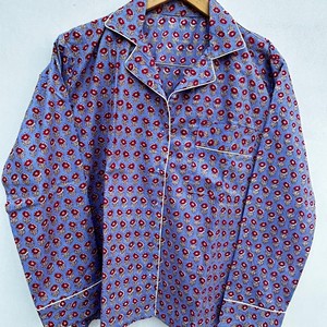 Ensemble de pyjama en coton doux à col en V, manches longues, imprimé floral et animal, tenue de nuit décontractée et confortable pour l'été et le printemps - Product Image 5