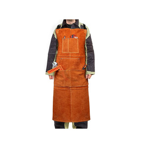 Ropa de Soldadura de Cuero PU Marrón con Tirantes Cruzados, Resistente al Calor 800C, Tipo 2, Protección Contra Incendios para Mujeres - Product Image 3