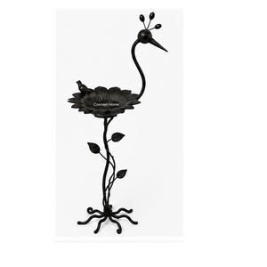 Comedero para Pájaros de Metal con Diseño Floral y Detalles de Hojas, Acabado Cepillado, Adorno de Jardín para Exteriores, Estilo Independiente - Product Image 2