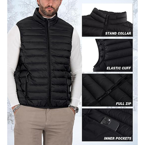 Quilted <b>Packable</b> Puffer Vest Men Jet Black Ultralight Compressible Sleeveless Core Warmer Sleeveless <b>Jackets</b> - Product Image 4