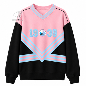 แจ็คแอนด์จิลออฟอเมริกาเสื้อสเวตเตอร์คอกลมผ้าฝ้ายปักลายสีชมพูและสีฟ้าอ่อนสำหรับผู้หญิง เสื้อผ้าสำหรับชมรมนักเรียนหญิง - Product Image 1