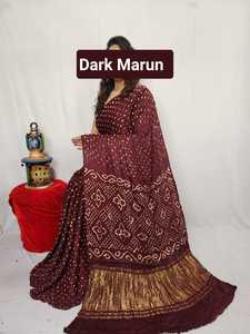 Sari Bandhani Tradicional al por Mayor - Sari de Seda Pura con Estampado a Mano para Bodas, Fiestas, Graduaciones y Uso Casual - Product Image 2