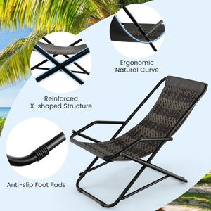 Sedia a dondolo da esterno per patio con vimini in PE e struttura in metallo, braccioli comodi per il relax e il divertimento - Product Image 4