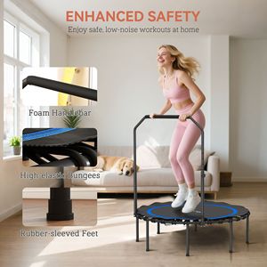 45-Inch Foldable <b>Mini</b> Rebounder <b>Trampoline</b> with Adjustable Handle Bar Indoor Outdoor Blue for Adults - Product Image 6