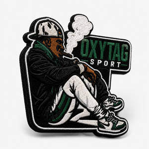 Patch brodé Oxytag Sport, appliqué thermocollant, forme irrégulière, décoration textile, prix abordable, vente en gros, patchs personnalisés OEM - Product Image 3
