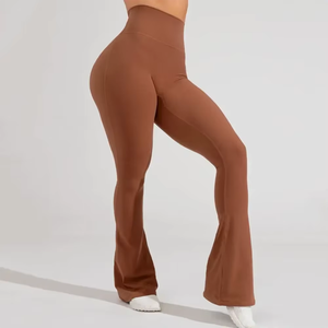 Leggings de sport personnalisés pour femme, taille haute, évasés, tricotés, couleur unie, effet push-up fessier, pour yoga, gym et fitness - Product Image 6