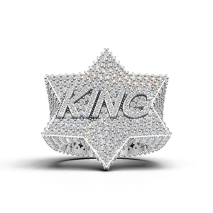 แหวนมอสซาไนต์ทรงดาวประดับเพชร Avina Jewels เงินแท้ 925 พร้อมสร้อยคอฮิปฮอปแบบฝังเพชรขนาดเล็กสำหรับผู้ชาย ได้รับการรับรองจาก GRA ชุบโรเดียม - Product Image 1