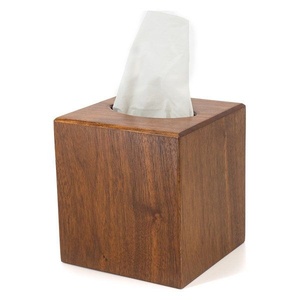 Boîte à mouchoirs en bois massif de luxe, porte-mouchoirs en bois fait main, distributeur de mouchoirs décoratif, rangement carré pour serviettes - Product Image 1