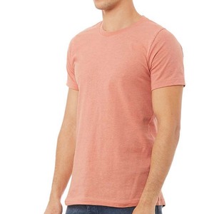 Camiseta de Manga Corta con Cuello Redondo Color Coral para Hombre, Corte Regular, Color Sólido, Ropa Casual, 100% Algodón Jersey - Product Image 1
