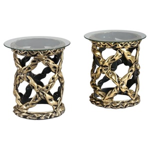 Mesa Auxiliar Moderna de Metal Plateado con Patas Metálicas Redondas para Sala de Estar, Estilo Moderno - Product Image 1
