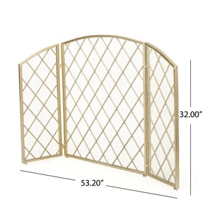 Paravent de cheminée pliable en métal à trois panneaux, motif diamant Regency, protection anti-étincelles en maille, résistant à la chaleur - Product Image 4