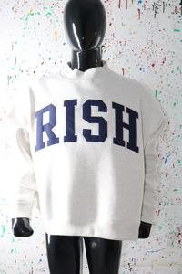 RISH ASH GREY <b>Mock</b> <b>Neck</b> Sweatshirt 100% NAVY BLUE Applique Embroidery wide <b>neck</b> Sweatshirt Finer Threads - Product Image 2