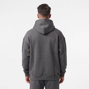 Sudaderas con Capucha Oversize Color Carbón con Bolsillo Frontal Grande y Puños Ajustables con Cordón, Sudaderas Personalizadas ODM - Product Image 6