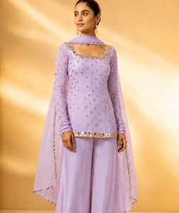 Georgette Three Piece Dress With Heavy Embroidery And <b>Mirror</b> Work Salwar Kameez INdian And Pakistani Style Suit For Ladies - Product Image 1
