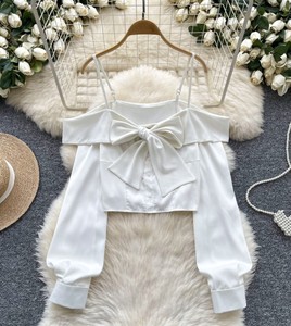 Robe chemise décontractée mi-longue vintage coréenne pour femme, à manches longues, col à nœud, dentelle et volants, taille naturelle, couleur unie - Product Image 5