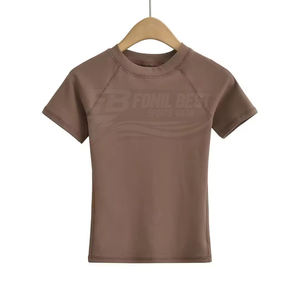 Custom Loose Fit Solid Short Sleeve Crop <b>Top</b> Women's Crew Neck <b>Stitch</b> Breathable Casual Spring Eco-Friendly Quick Dry Cotton - Product Image 2