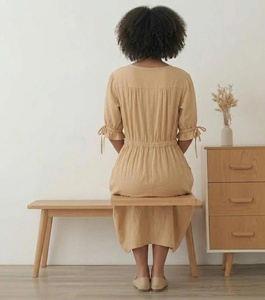 Robe en lin biologique pour femme, coupe ajustée, manches longues, taille personnalisée, tenue grande taille, cadeau pour elle - Product Image 2