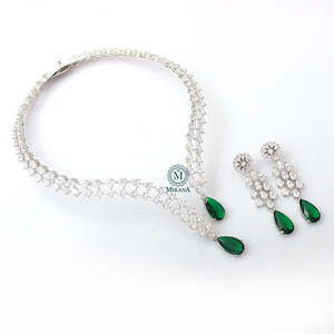 Christy CZ Designer Gold Plated Zircon Bridal Jewelry Set with Earrings - Product Image 3