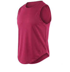 Camiseta sin mangas para hombre, personalizada con logotipo, transpirable, de alta calidad, tejida, 100% poliéster, elástica, que absorbe la humedad, para correr, gimnasio, deportiva - Product Image 3