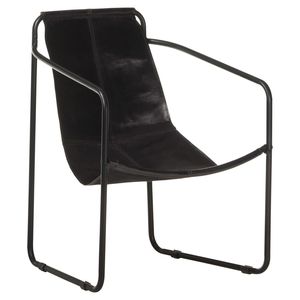 Poltrona Ergonomica in Vera Pelle Nera con Struttura in Ferro, Sedia da Soggiorno con Funzioni Relax - Product Image 1