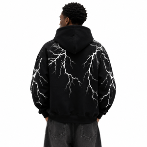 <b>Men</b> Black Solid Oversized Hoodie 100% Cotton Fleece <b>Pullover</b> Drop Shoulder Streetwear Sweatshirt Eco-Friendly Wholesale B2B - Product Image 2