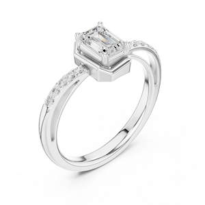 Bijoux contrastés Bague de fiançailles solitaire ovale en or 10 carats pour femme - Product Image 2