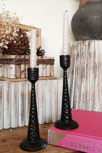 Ensemble de deux chandeliers décoratifs en fonte noire pour bougies coniques, pour table à manger, mariage, fête, anniversaire - Product Image 3