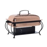 Ensemble de Buffet martelé en cuivre, plat à frire rectangulaire en cuivre avec support noir