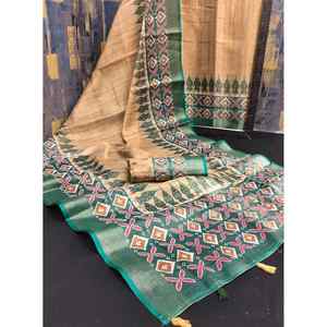 DESIGNER ERODE COTTON PATOLA DIGITAL PRINT WORK SAREE AVEC CHEMISIER INCOSÉ VERT - Product Image 1