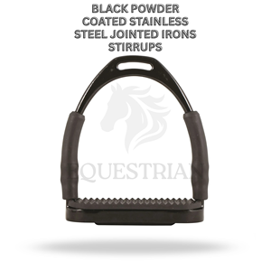 Estribos de acero inoxidable con recubrimiento de polvo negro, articulados, de 4.75 pulgadas, para equitación inglesa. - Product Image 2