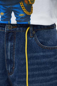 Shorts en jean pour homme, taille mi-haute, effet usé, bords bruts, style décontracté d'été, bleu - Product Image 4