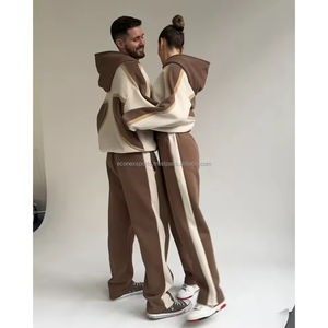 Venta al por mayor de encargo de alta calidad de peso pesado de algodón de los hombres de Streetwear de gran tamaño de lujo Sudadera con capucha de bloque de color de contraste Sudadera con capucha - Product Image 5