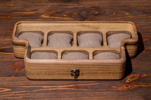 Walnut Watch <b>Box</b> 10 Slot Jewelry & Watch <b>Storage</b> Organizer with Glass Wooden Lid for Men - Product Image 4