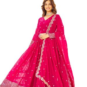 Último diseñador Faux Georgette bordado secuencia trabajo Lehenga Choli por Fab Zone - Product Image 1