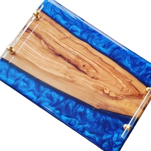 ถาดเสิร์ฟไม้ฝังเรซินสีน้ำเงินสำหรับโรงแรมบ้านคาเฟ่ร้านอาหารและวิลล่าเครื่องครัวถาดเรซิน - Product Image 1
