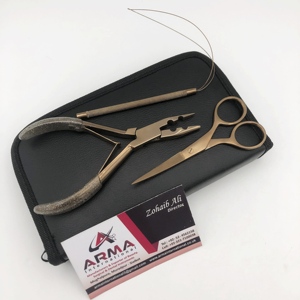 Kit profesional de extensiones de cabello color oro rosa, tijeras de 2 orificios y pinzas de bucle, kit de extensiones de cabello personalizado de grado quirúrgico - Product Image 1