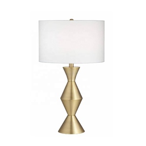 <b>Vintage</b> Midcentury Gold Aluminum Tabletop <b>Lamp</b> with Nickel Finish Shade for Hallway Living Room Bedroom Nighttime Electric Decor - Product Image 3
