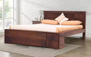 Lit en bois avec mobilier de chambre à coucher de luxe, cadre de lit king size artisanal de qualité supérieure, pied de lit en bois massif de qualité supérieure, sculpté à la main - Product Image 2