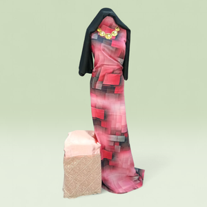 Dirac suisse allemand bordeaux et marron avec imprimé floral abstrait |   Ensemble de tissus de luxe pour robe de mariée somalienne - Product Image 5