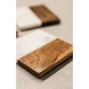 Posavasos Redondos de Madera de Lujo con Tapa de Mármol Blanco, Diseño Minimalista, Hechos a Mano para Tazas de Té y Café, Platos para Bodas - Product Image 4